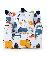 Costway Kids Sofa Chair Foam Filled Armchair Dinosaur Toddler Couch with Cover & Pillow