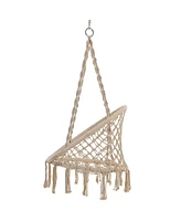 Slickblue Handmade Macrame Swing Chair with Stand Cozy Hammock Chair for Indoor/Outdoor Relaxation