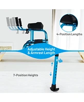 Sugift Folding Adjustable Aluminum Wheel Walking Frame-Navy
