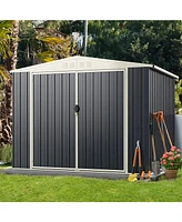 Sugift 7.5 x 6.3 Ft Metal Outdoor Storage Shed with Lockable Door