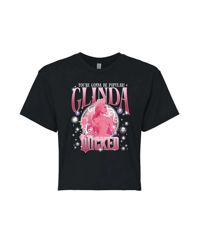 Hybrid Apparel Juniors Trendy Wicked Glinda Graphic Cropped T-Shirt