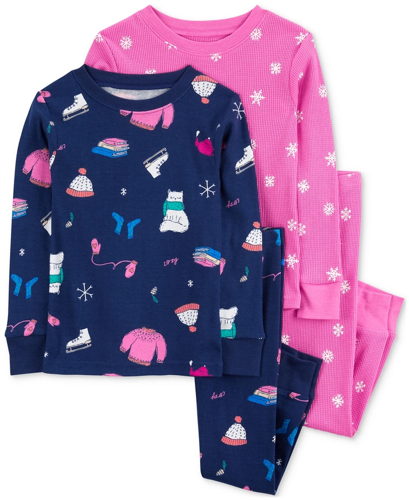 Carter's Toddler Girls Winter-Print Pajamas, 4 Piece Set