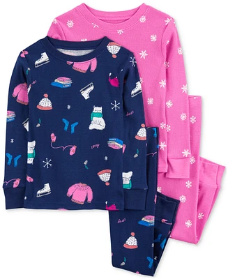 Carter's Toddler Girls Winter-Print Pajamas, 4 Piece Set