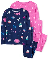 Carter's Toddler Girls Winter-Print Pajamas, 4 Piece Set