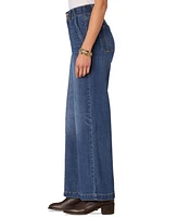 Democracy Petite Front-Seamed Wide-Leg Jeans