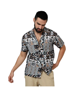 Men's Mocha Brown & Sage Green Bohemian Shirt