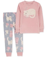 Carter's Toddler Girls Cat Fuzzy Velboa Pajamas, 2 Piece Set