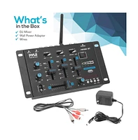 Pyle Wireless 3-Channel Dj Mixer with Bluetooth and Usb, Phono, Microphone, and Line Inputs