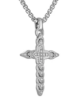 Bulova Diamond (1/5 ct. t.w.) Link Cross Pendant 26" Necklace in Sterling silver