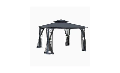 Slickblue 10x10 Outdoor Patio Gazebo Canopy Tent with Ventilated Roof and Mosquito Netting for Insect Protection