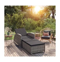 vidaXL Sun Lounger with Dark Gray Cushion Poly Rattan Gray