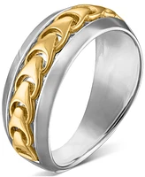 Bulova Link Ring Sterling Silver & 14k Gold