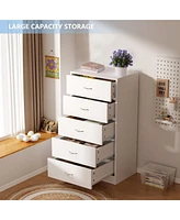 5 Drawer Dresser White Modern Wood Chest of Drawers for Bedroom