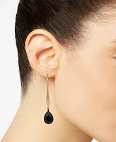 Dkny Two-Tone Tapered Bar & Tear-Shape Stone Linear Drop Earrings