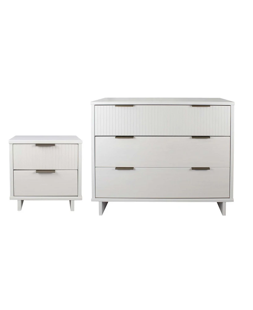 Manhattan Comfort 2-Piece Granville Solid Pine Wood 3-Drawer Standard Dresser and 2-Drawer Nightstand Set