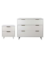 Manhattan Comfort 2-Piece Granville Solid Pine Wood 3-Drawer Standard Dresser and 2-Drawer Nightstand Set