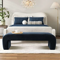 60" Boucle Look Large Bedroom Waterfall Upholstered Bench-Maison