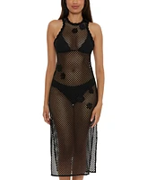 Becca Women's Castaway Island Fishnet Flower-Applique Cover-Up Dress