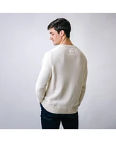 Hope & Henry Mens' Organic Cotton Long Sleeve Henley Sweater with Rib Knit Details