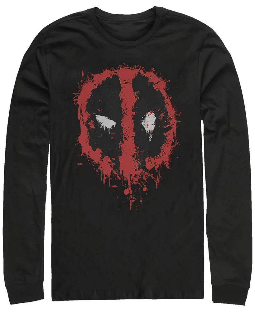 Fifth Sun Mens Deadpool Splatter Icon Long Sleeve T-Shirt