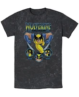 Fifth Sun Mens Wolverine Animated Attack Short Sleeve Mineral Wash Tee