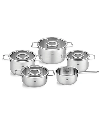 Fissler Pure Collection Stainless Steel 9 Piece Cookware Set with Glass Lids