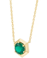 2-Pc. Set Lab-Created Emerald Solitaire Pendant Necklace & Matching Stud Earrings (2-3/4 ct. t.w.) in 14k Gold-Plated Sterling Silver