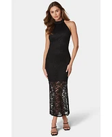 Bebe Women's Lace Mock Neck Maxi Dress