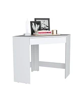 Depot E-Shop Savoy White Corner Desk with Compact Design and Drawer