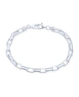 Bling Jewelry 4.2MM Rectangular Box Link Bracelet For Women Polished .925 Sterling Silver Made In Italy 8 inch