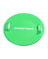 Slippery Racer Downhill Pro Adults & Kids Saucer Disc Snow Sled, Green (2 Pack)