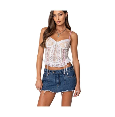 Edikted Womens Nicolette Sheer Lace Corset