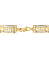 Textured & Filigree Two-Tone Open Link Bracelet in 10k Gold - Two