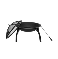 Slickblue 22" Four - legged Folding Iron Brazier Wood Burning Fire Pit Decoration for Backyard Poolside