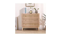 Slickblue 3-Drawer Rattan Storage Cabinet – Stylish Rattan Drawers for Bedroom or Living Room