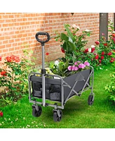 Slickblue Oxford Cloth Garden Folding Cart with Steel Frame – Flat Folding Style, Silver Frame