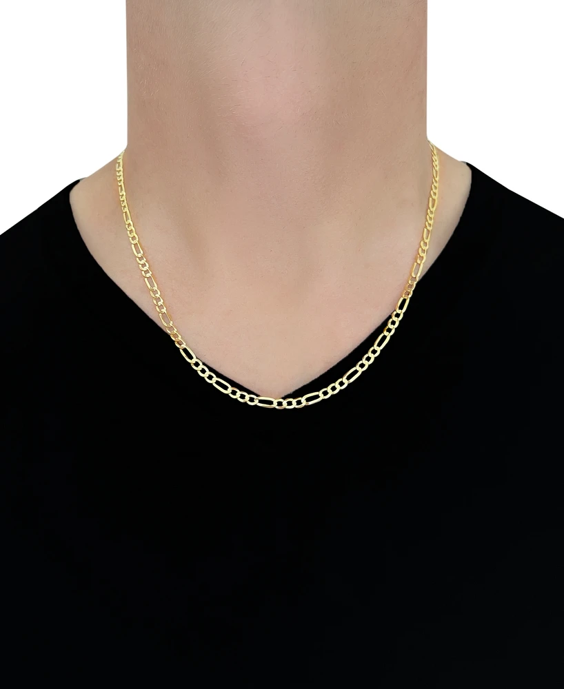 Italian Gold Figaro Link 22" Chain Necklace (4mm) in Solid 14k Gold