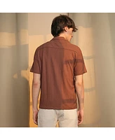 Men's Chocolate Brown Micro Zig-Zag Shirt