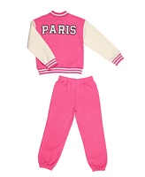 Paris Hilton Little Girls Sporty Varsity Jacket and Jogger Pants 2 Piece Lounge Set