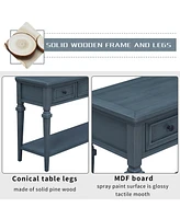 Slickblue Classic Retro Style Console Table with Three Top Drawers and Open Style Bottom Shelf, Easy Assembly