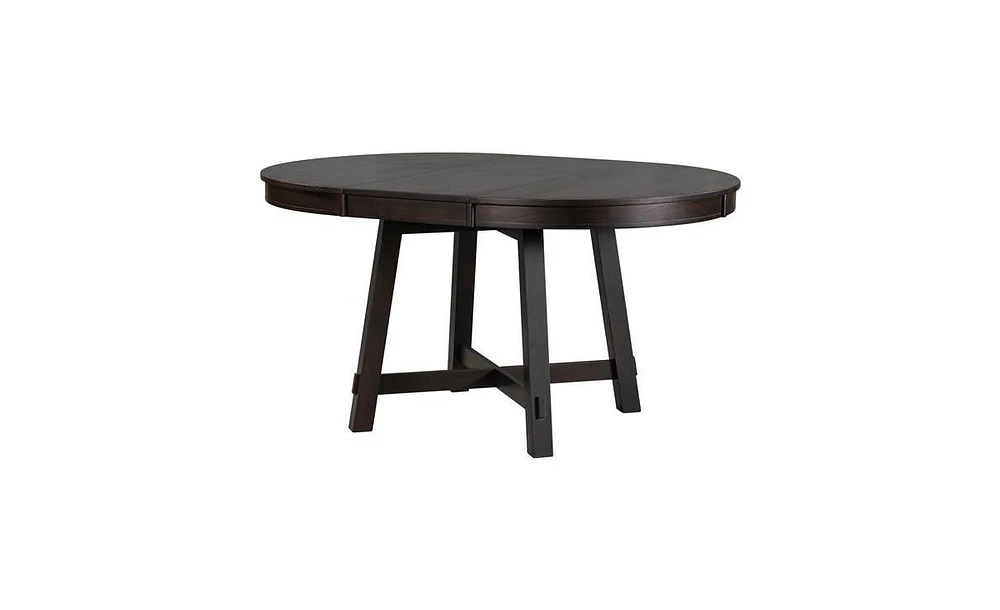 Slickblue Farmhouse Round Extendable Dining Table with 16-Inch Leaf for Versatile Wood Kitchen Dining