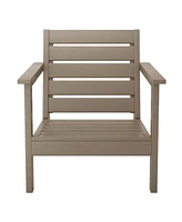 WestinTrends Outdoor Modern Hdpe Patio Weathered Wood Club Chair with Deep Seat Cushions