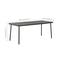 vidaXL Patio Table Dark Gray 70.9"x32.7"x28.3" Steel