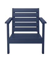 WestinTrends Outdoor Modern Hdpe Patio Navy Blue Club Chair with Deep Seat Cushions