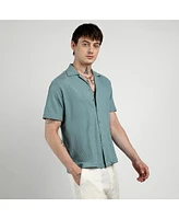 Men's Teal Green Micro Zig-Zag Shirt