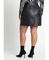 Eloquii Plus Size Faux Leather Mini Skirt With Zipper