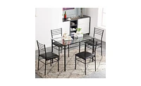 Slickblue Iron and Glass Dining Table Set Includes One Table and Four Chairs for Stylish Dining Experience