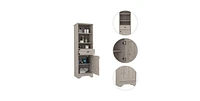 Norwalk Linen Single Door Cabinet, Three External Shelves, One Drawer, Two Interior Shelves, Light Gray