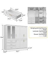 Famapy 8-Door Big Armoires with Hanging Rods, Drawers, Shelves