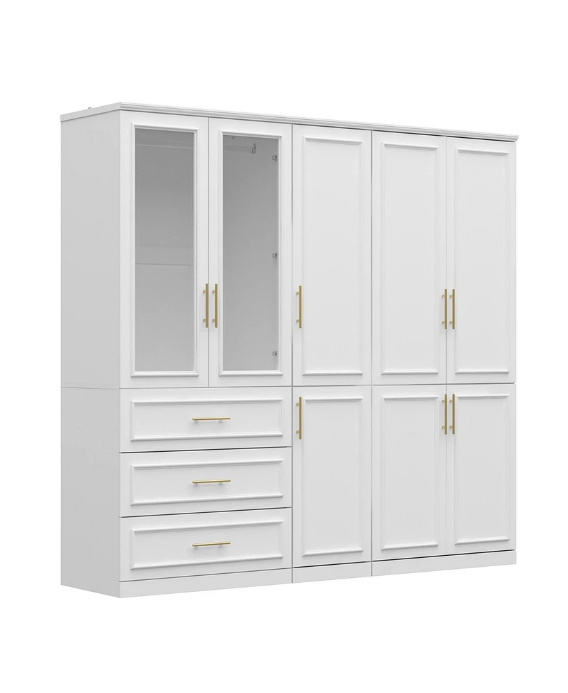 Famapy 8-Door Big Armoires with Hanging Rods, Drawers, Shelves